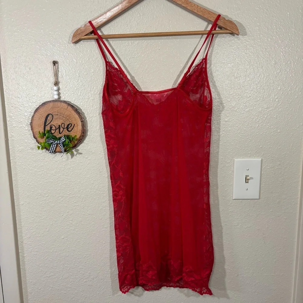 Victoria’s Secret Red Lace Baby Doll Nightie Size M Valentines Day